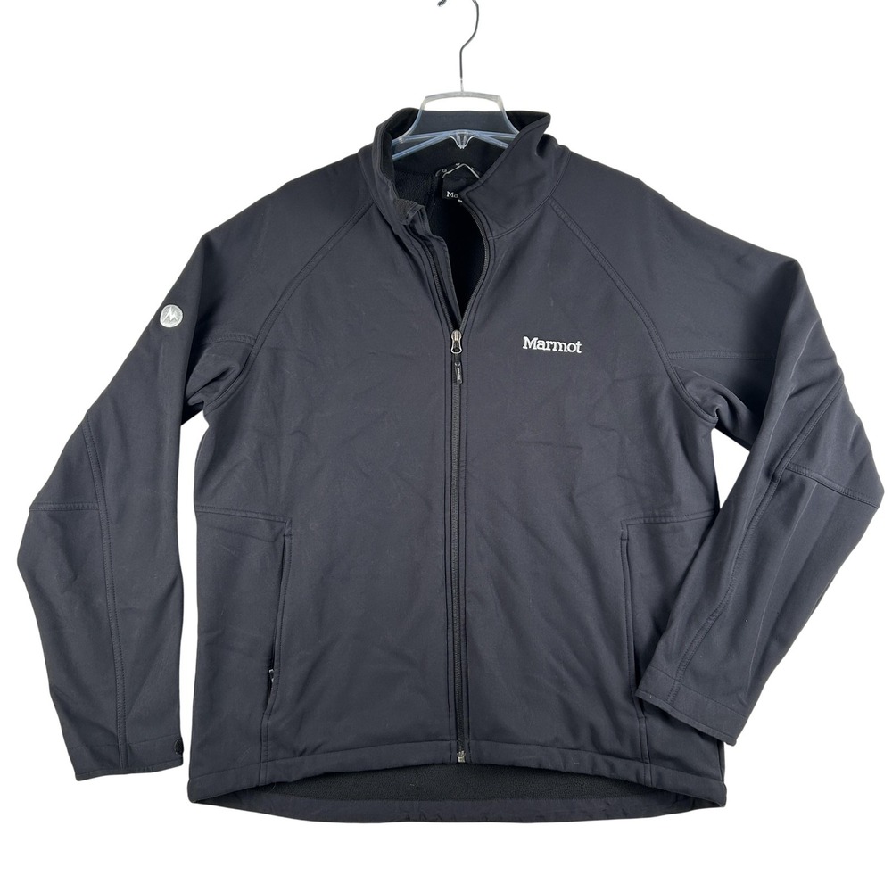 Marmot Jacket Mens XL Black Softshell Fleece Lined Full‎ Zip Hiking Outdoor